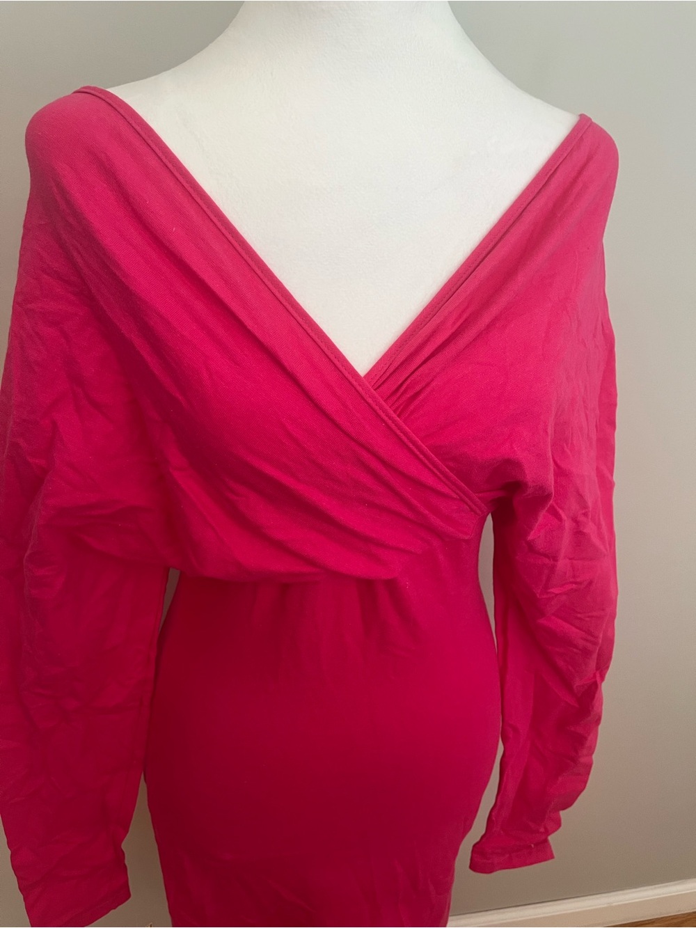 RARE NWT 80s 90s ujena casuals Off The Shoulder Pink Bodycon Dress Vintage Party